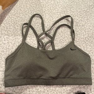 Dark grey Nike sports bra.